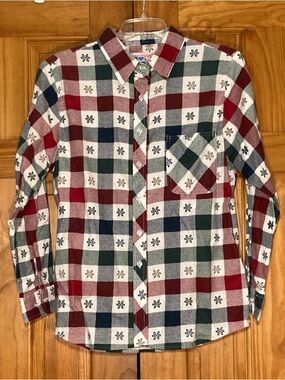 NWOT Vintage 90s American Sweetheart Long Sleeve Flannel Top Red Green Size L